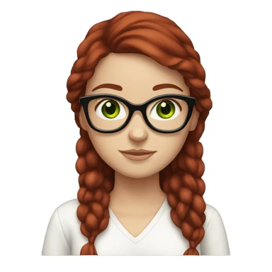 white girl with green eyes, glasses, and dark red hair sticker