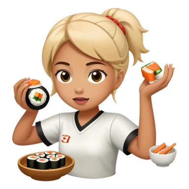 Girl playing soccer and sushi  sticker