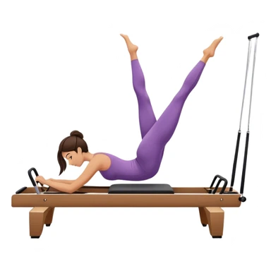 brunette in short, doing reformer pilates sticker