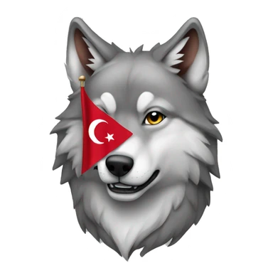 Wolf with Turkish flag on it sticker