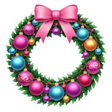 pink christmas wreath sticker