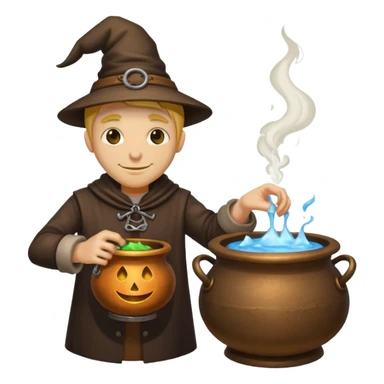 alchemist leaning on cauldron smug smile sticker