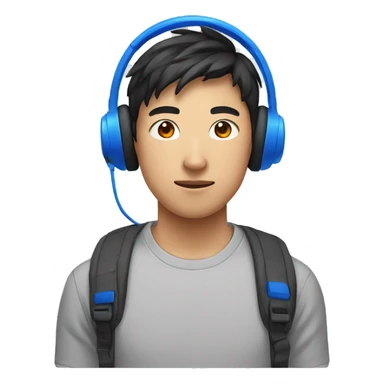 asian teen man with blue headset but red unit without glasses sticker