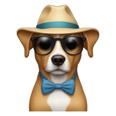 Dog with sunglasses and hat sticker