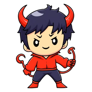 Cool anime devil boy with black hair sticker