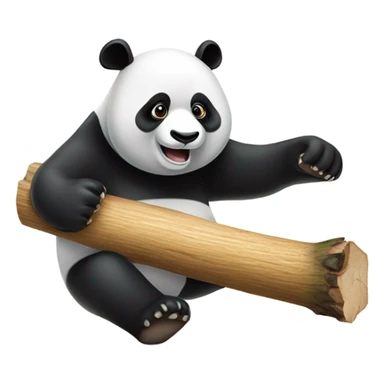 panda with wood sticker
