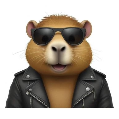 Capybara wearing a leather jacket and shades sticker