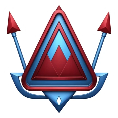 A “v” inside a triangular crest with dark red and blue colours sticker