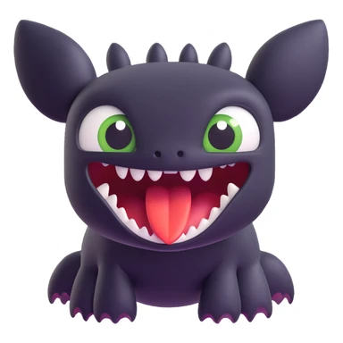 Toothless from 'How to Train Your Dragon' looking shocked, 3D emoji style sticker