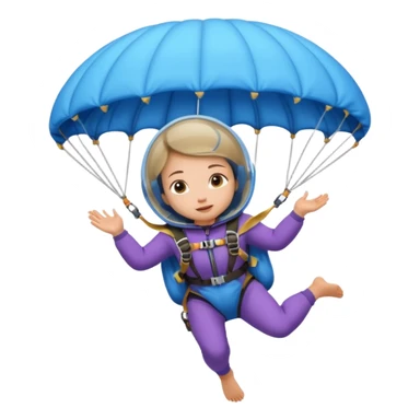 Skydiving girl baby shaman with parachute and UFO blue sticker