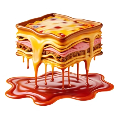 surreal salvadore dali style flying melting spam lasagna landscape sticker