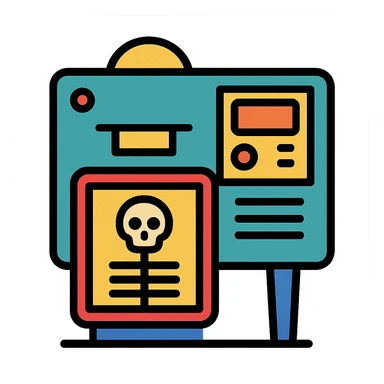 1980s X-ray machine icon with color outline sticker