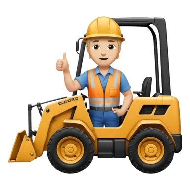 Blonde guy in a skid steer giving a thumbs up sticker