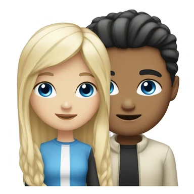 blonde hair and blue eyes girl next to black hair white boyfriend sticker