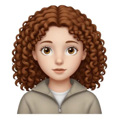 pale teen girl with light grey eyes and brown freckles that has curly hair in a middle part sticker