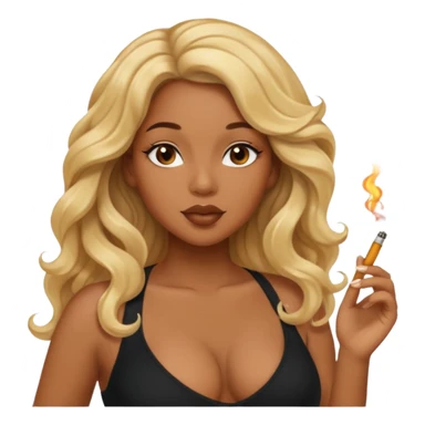 Curvy, blonde long hair, sfw intimate pose black girl smoking sticker