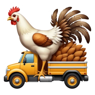 Chicken riding under a truck sticker