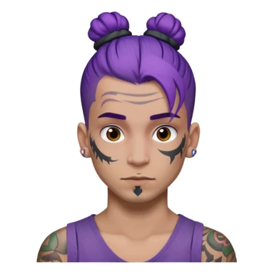 purple hair bun and lots of face tattoo guy sticker