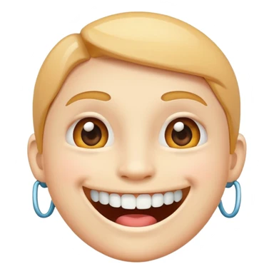 smiling face with braces on its teeth, friendly and expressive, simple, colorful sticker