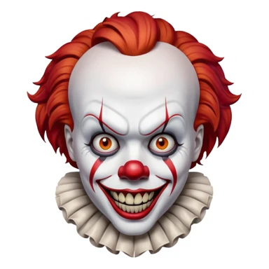create a scary pennywise clown with cracks in his face sticker