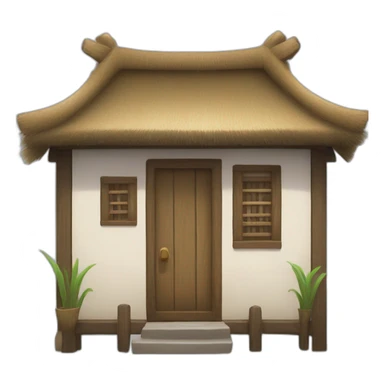 emoji of the front facade of a Chinese-style village hut with a thatched or reed roof sticker