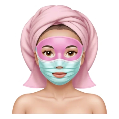 Lady with pastel pink face mask spa beauty full face relaxing sticker