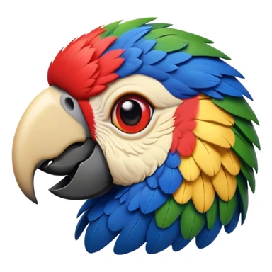 Cinematic Realistic Noble Macaw Portrait Emoji, Poised and majestic, with a robust, vibrant build and meticulously detailed plumage in scarlet, deep blue, and touches of gold, a strong, curved beak and piercing, intelligent eyes, rendered with lifelike feather texture and natural lighting, high shine, commanding and regal, styled with an air of tropical authority, focused and attentive, soft glowing outline, capturing the essence of a watchful and confident macaw that appears ready to soar out of the screen with effortless splendor! sticker