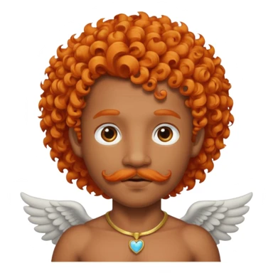 Black cupid with orange hair and mustache sticker