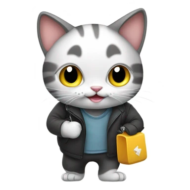 Cat holding a phone while walking sticker
