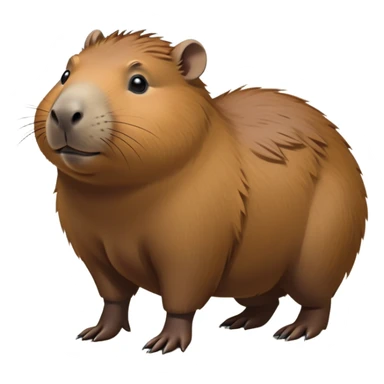 cinematic-capybara-realistic-full-body-on-all-fours-emoji,-plump-and-relaxed-body-soaking-in-the-warm-sun,-short-brown-fur-slightly-ruffled,-head-tilted-dramatically,-calm-expressive-eyes-exuding-serene-wisdom,-simplified-yet-realistic staring at the camera ina. comical way sticker