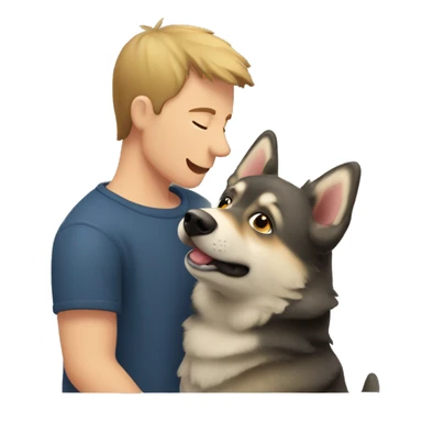 A Swedish Vallhund kiss a man sticker
