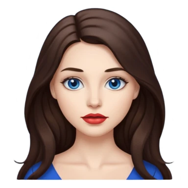 Woman with fair skin long brunette hair dark blue eyes and full lips sticker