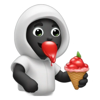 Pássaro vermelho e preto tomando sorvete sticker