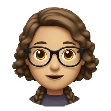 girl with brown hair and glasses sticker