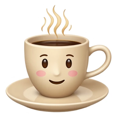 light beige coffee cup on saucer, minimalism, no decoration, emoji style sticker