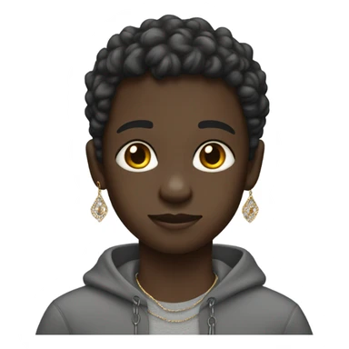 dark-skinned boy in jewelry wearing grey sweat-shirt  sticker
