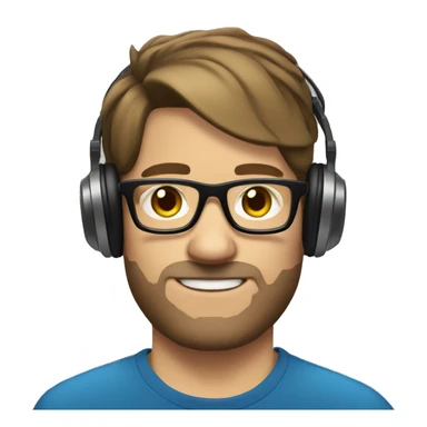 Man with brown hair stubble and glasses DJing sticker