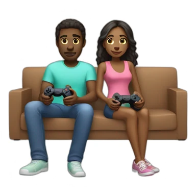 couple with playing playstation sticker