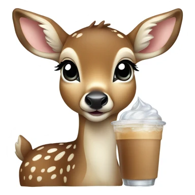 Baby deer drinking iced coffee sticker