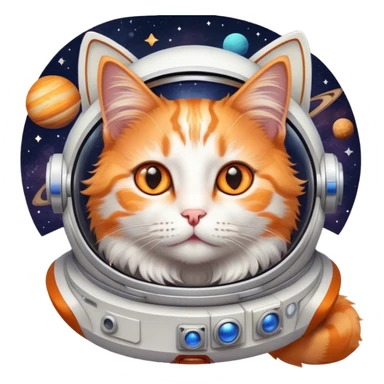 cat in space with stars and planets sticker