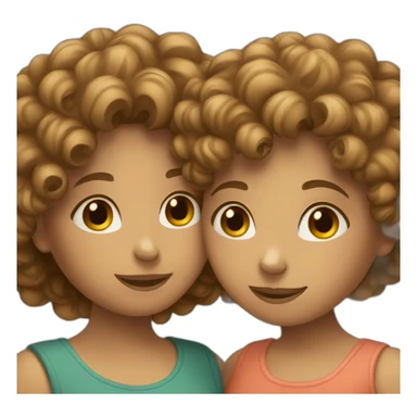 two friends girls with curly hair hugging sticker