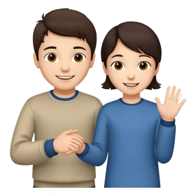 brunette boy holding Asian girl’s hand sticker