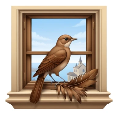 nightingale on open window sill sticker