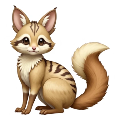 Brown-pointed, beige, soft natural realistic romantic vintage antique divine beautiful elegant pretty precious cute young youthful  Fakémon-Pokémon-alien-opossum-squirrel-feline-serval-caracal-chinchilla-Minccino-Cinccino-Meowstic-rodent-hybrid-creature with a big fluffy bushy tail (full body) sticker