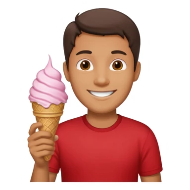 Man with red shirt, holding ice cream sticker