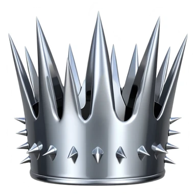 A spiked crown emoji made of silver chrome, sharp yet rounded metallic spikes, glossy reflections, aggressive luxury swag aesthetic, iOS emoji style, centered, clean white background sticker