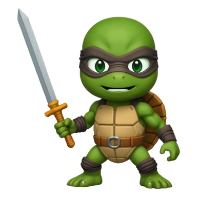 Michelangelo from Teenage Mutant Ninja Turtles, emoji style, head only, cute minimalistic style, with a nunchuck sticker