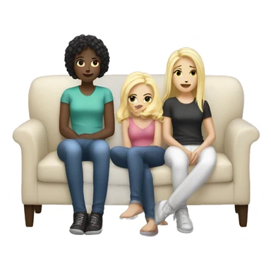 Two Girls chill on the Couch one blonde one dark haired Both white  sticker
