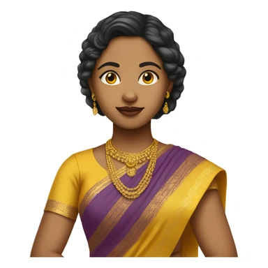Light skin tamil girl wearing yellow saree sticker