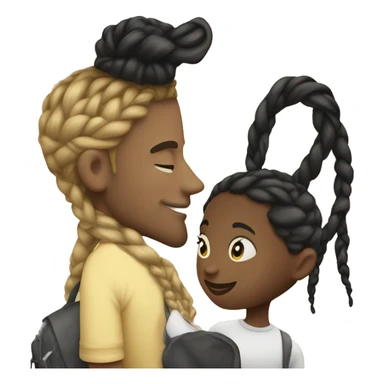Blond guy kissing black girl with braids sticker